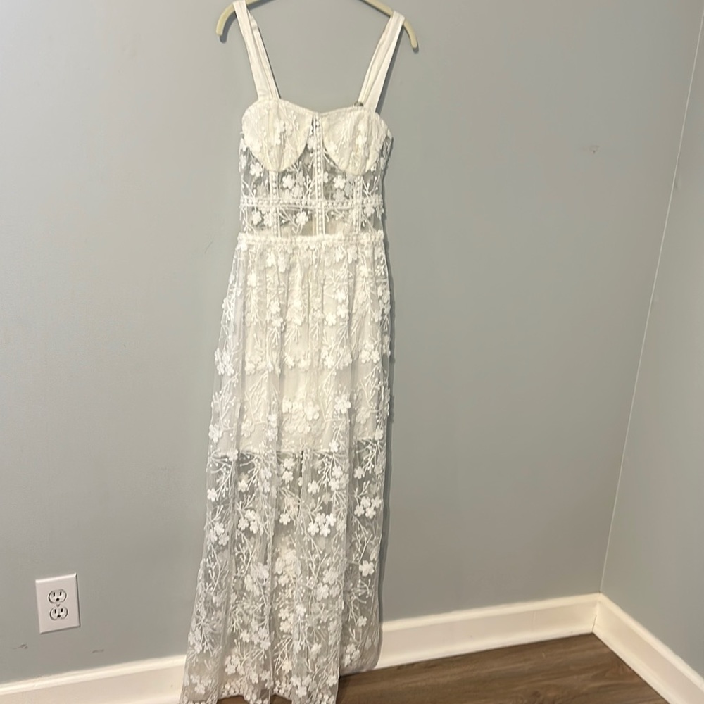 Beulah Ivory Floral Lace Maxi Dress